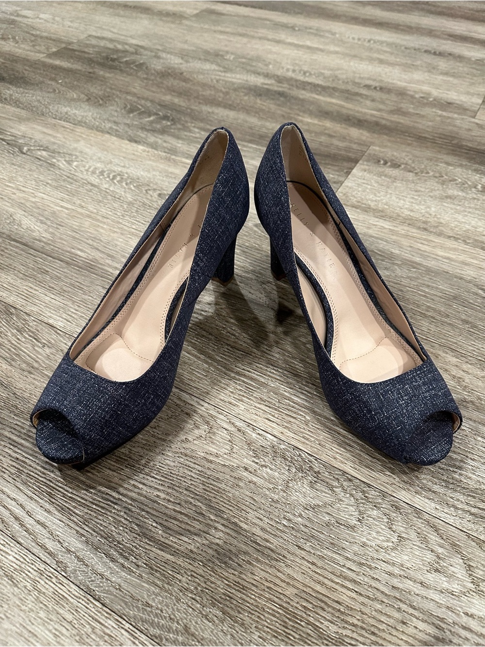 Kelly & Katie Navy Peep-Toe Block Heel Pumps